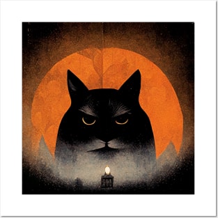 Scary Halloween Cat Posters and Art